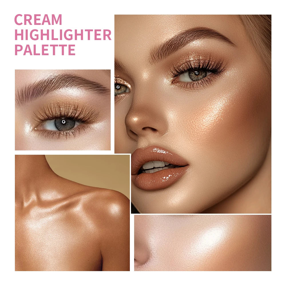 8-Color Cream Highlighter Palette – Bronzer, Blush & Glow Makeup Cream Highlighter Palette Zpaxo