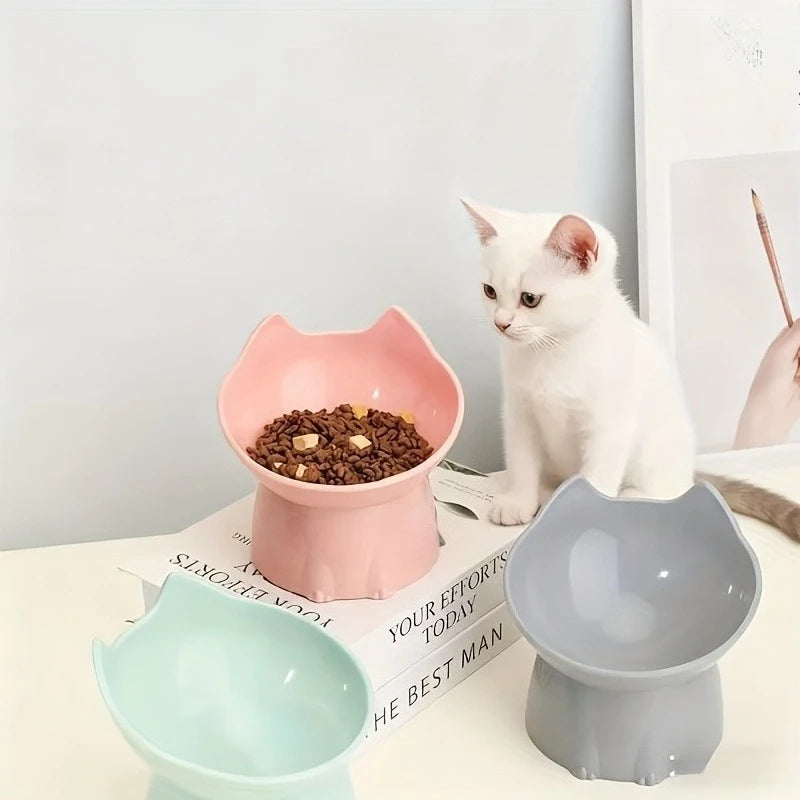 Personalized Cat Ear-shaped Pet Bowl Elevated Platform Design