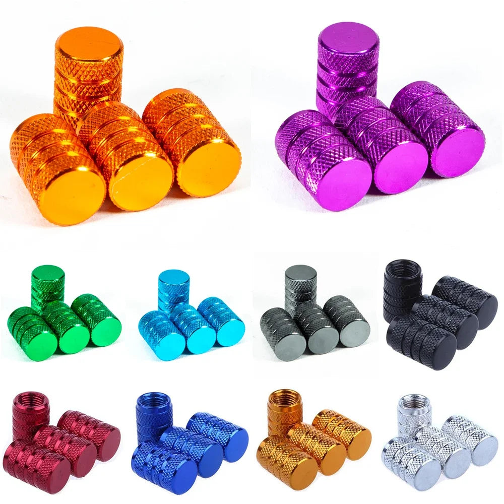 4-Pack Aluminum Alloy Tire Valve Stem Caps – Car Truck Bike