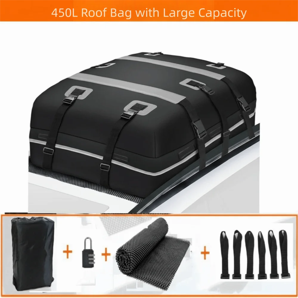 Waterproof PVC Car Roof Bag 15 Cubic Feet Heavy Duty Rooftop Cargo Zpaxo Grey