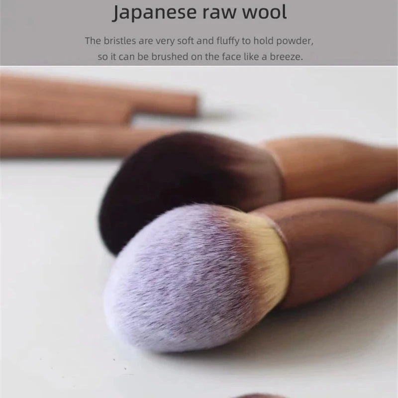 1 European Vintage Wood Handle Makeup Brush Walnut Loose Powder Blush