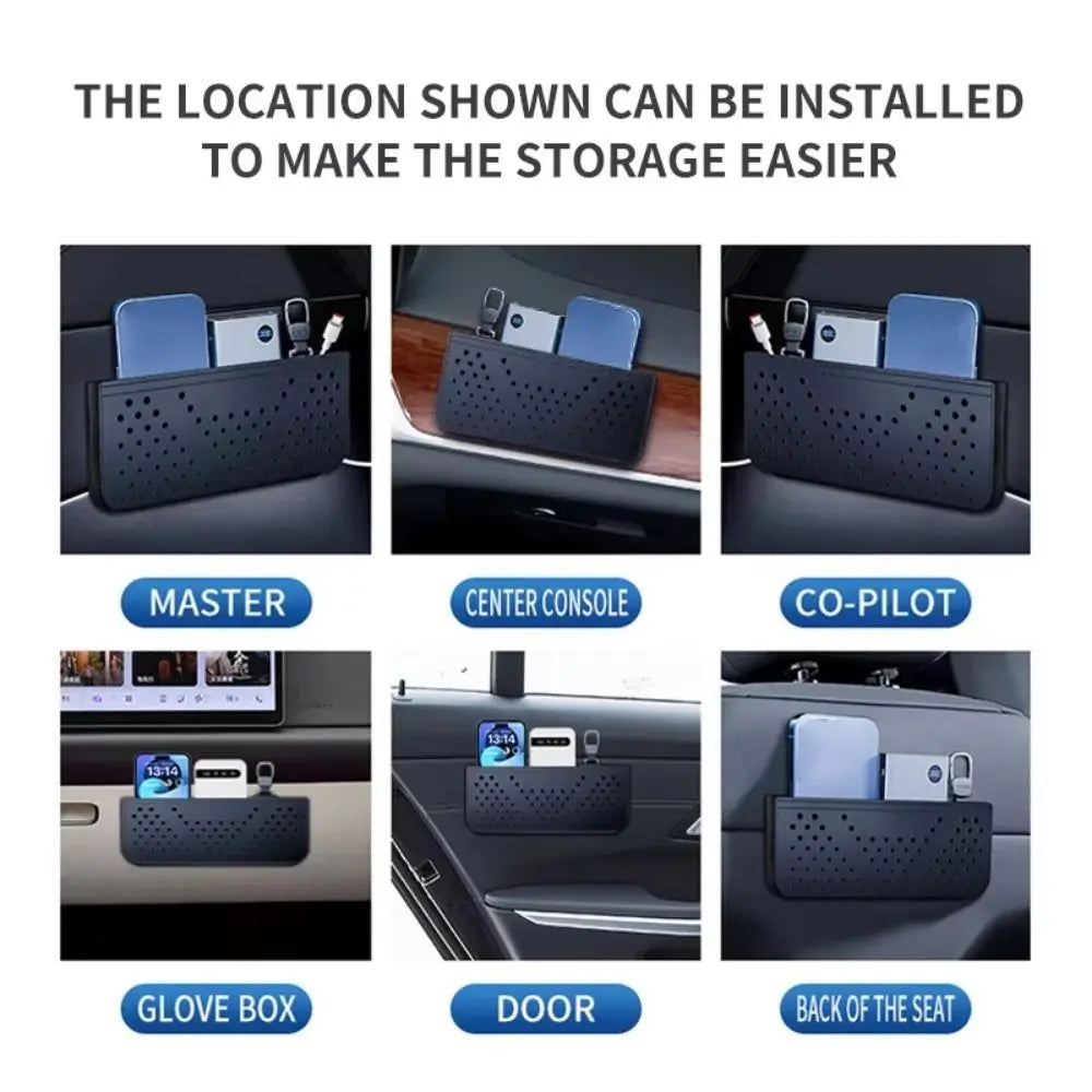 Paste Type Car Mesh Storage Bag Scratch Resistant Space Saving Multi-Functional Hanging Bag PU Leather Durable Car Sundries Box Zpaxo