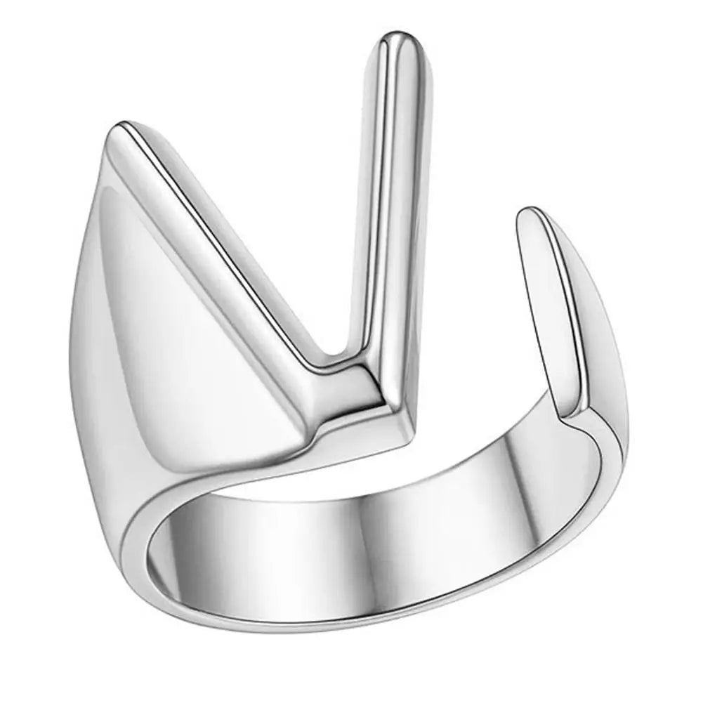 1PC High-end Fashion Hollow A-Z Letter Adjustable Opening Ring Alphabet Party Rings Jewelry Gift For Women Кольца JR21003 Zpaxo V