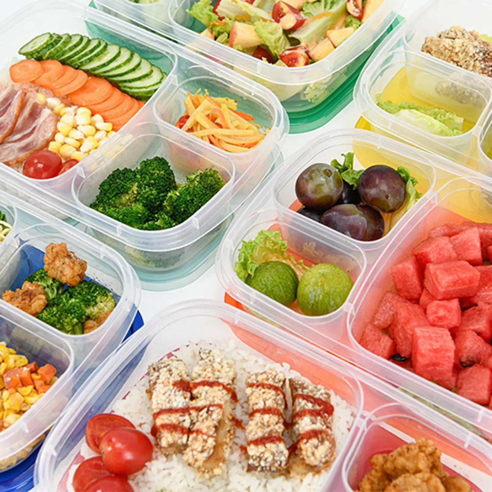 Food Prep Containers 3-Compartment Meal Storage Box School Container