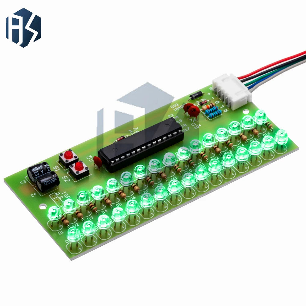 16-Segment MCU-Controlled VU Meter: Dual-Channel LED Audio Indicator – Adjustable Sensitivity, Green Backlight (8-12V) Zpaxo