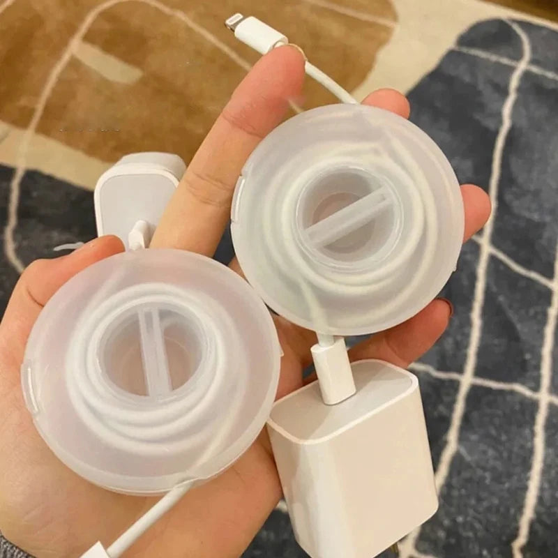 1 2 Transparent Charging Cord Organizer Portable Charger Holder Round