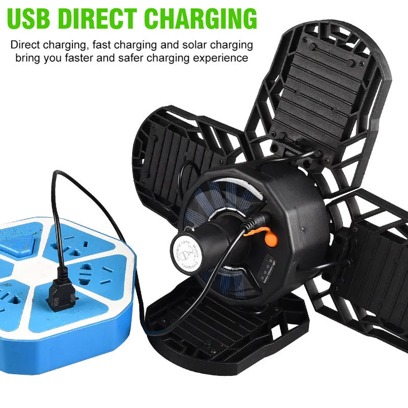 104 LED Solar Camping Light 4 Leaf Foldable Garage Rechargeable Zpaxo