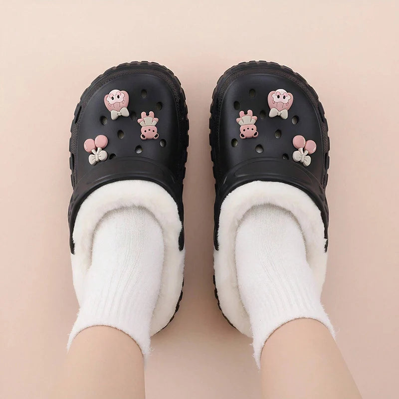 Winter Casual Clogs Slippers Women Waterproof Garden Shoes Outdoor