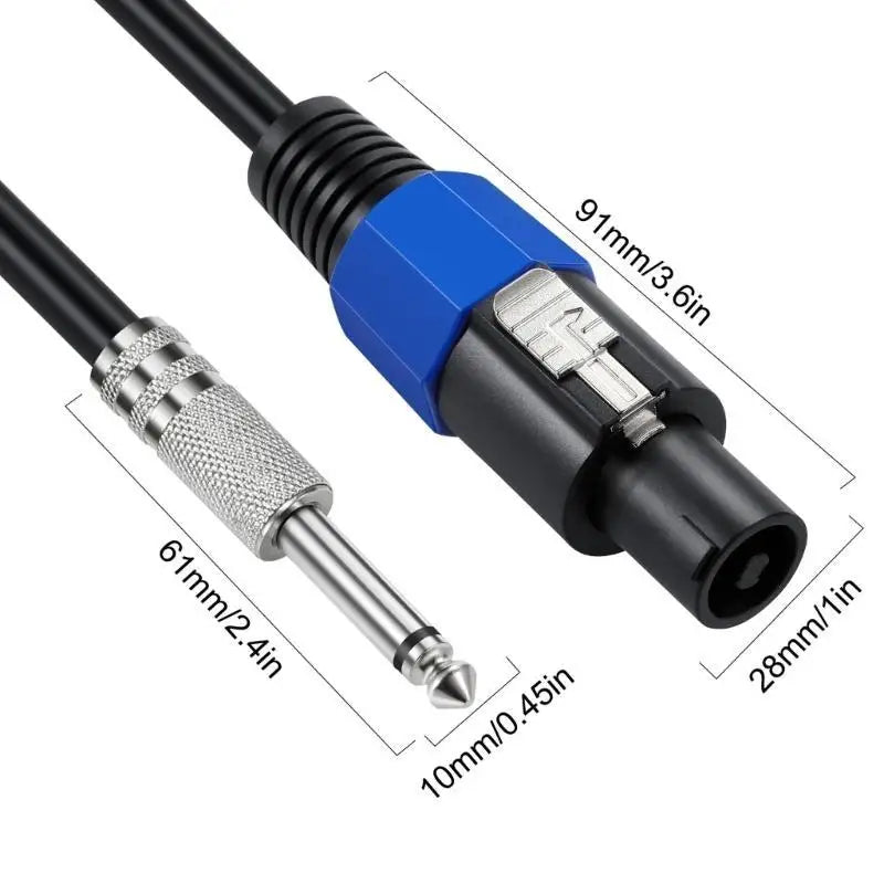 652F Speaker Cable Speakon Male to 6.35mm 1/4" Male TS Speaker Cable Speak-on to 1/4 6.5mm TS Plug Zpaxo