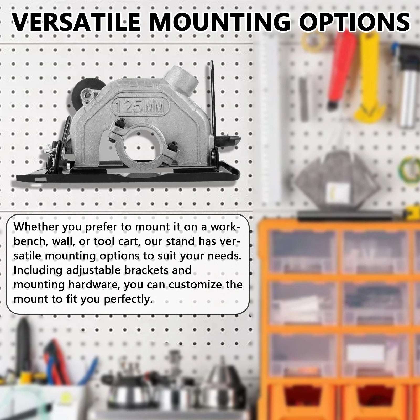 125 Types Angle Grinder Balance Bracket Converter to Heavy Duty Cutting Machine Tools Protection Cover Carpenter Builders w/Base Zpaxo