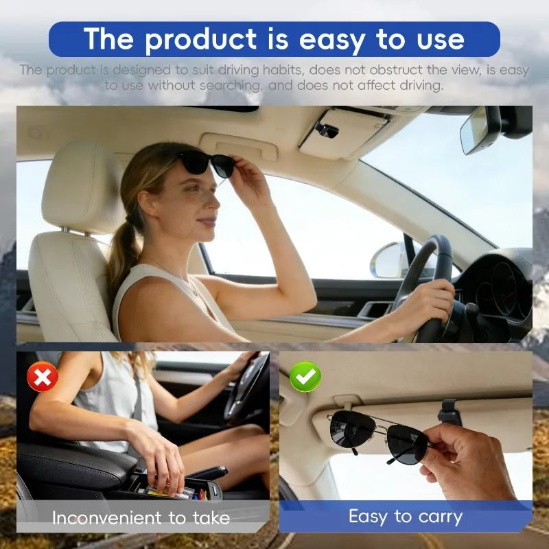 Car Sun Visor Sunglasses Clip Holder & Card Organizer