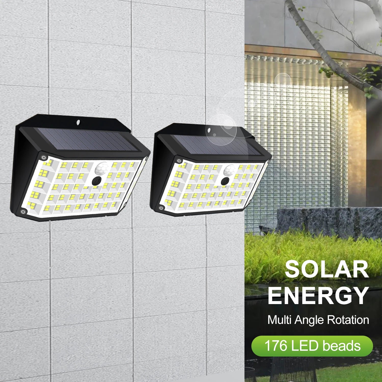 Solar Outdoor Lights 176 LED Solar Powered Motion Sensor Flood Lights IP65 Waterproof 3 Modes Wall Lamp For Outside Porch Yard Zpaxo