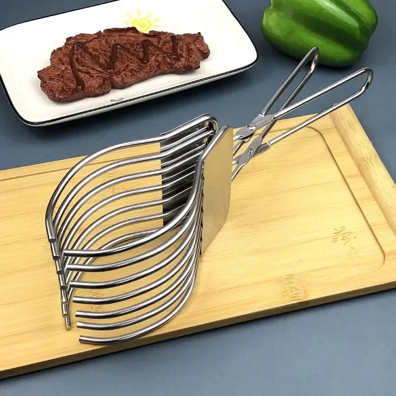 Stainless Steel Meat & Bread Slicer Tongs | Multipurpose Kitchen Tool Meat & Bread Slicer Zpaxo