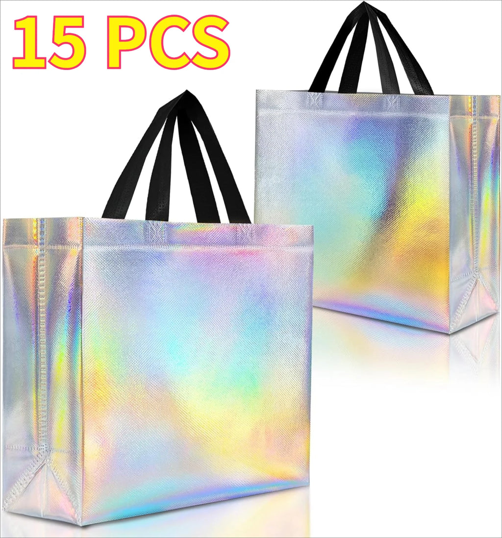 Iridescent Gift Bags with Handles – Shimmer Tote 5/10/15 PCS