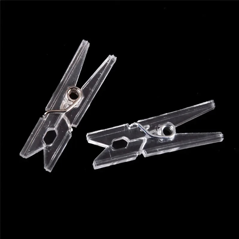 Mini Clear Plastic Spring Transparent Clips Clothes Photo Paper Peg