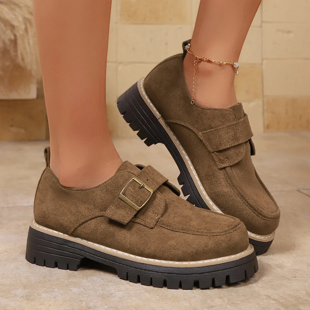 Women Loafers British Style Women Flat Shoes Casual Retro Leisure Round Toe Sneakers Women Spring Autumn Thick Bottom Shoes Zpaxo