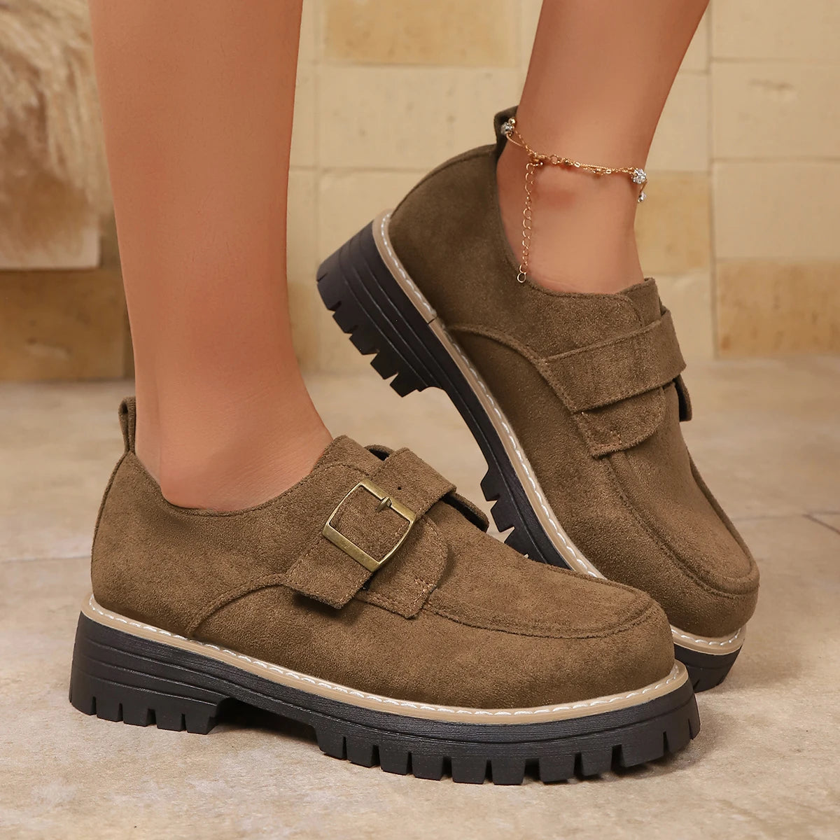 Women Loafers British Style Women Flat Shoes Casual Retro Leisure Round Toe Sneakers Women Spring Autumn Thick Bottom Shoes Zpaxo