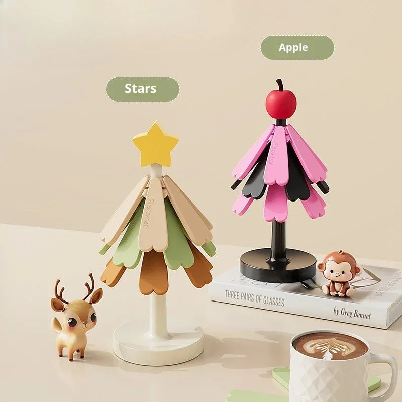 Christmas Tree Silicone Trivet Mat – Heat-Resistant Foldable Coaster Silicone Trivet Mat Zpaxo