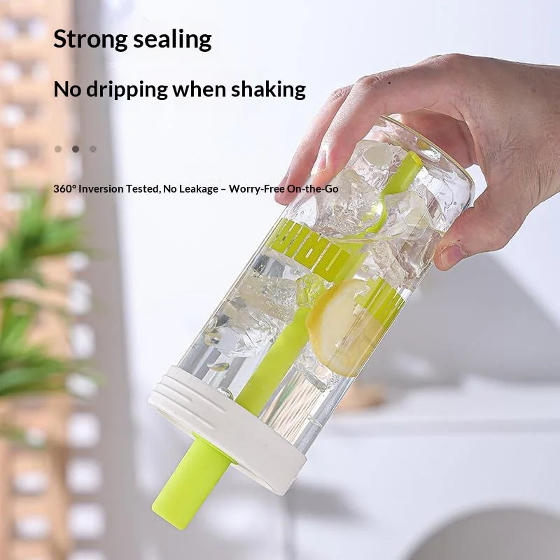 Hot High Appearance Straw Glass Cup, Heat-resistant Beverage Cup, Simple Student Portable Large Capacity Glass Water Cup Zpaxo