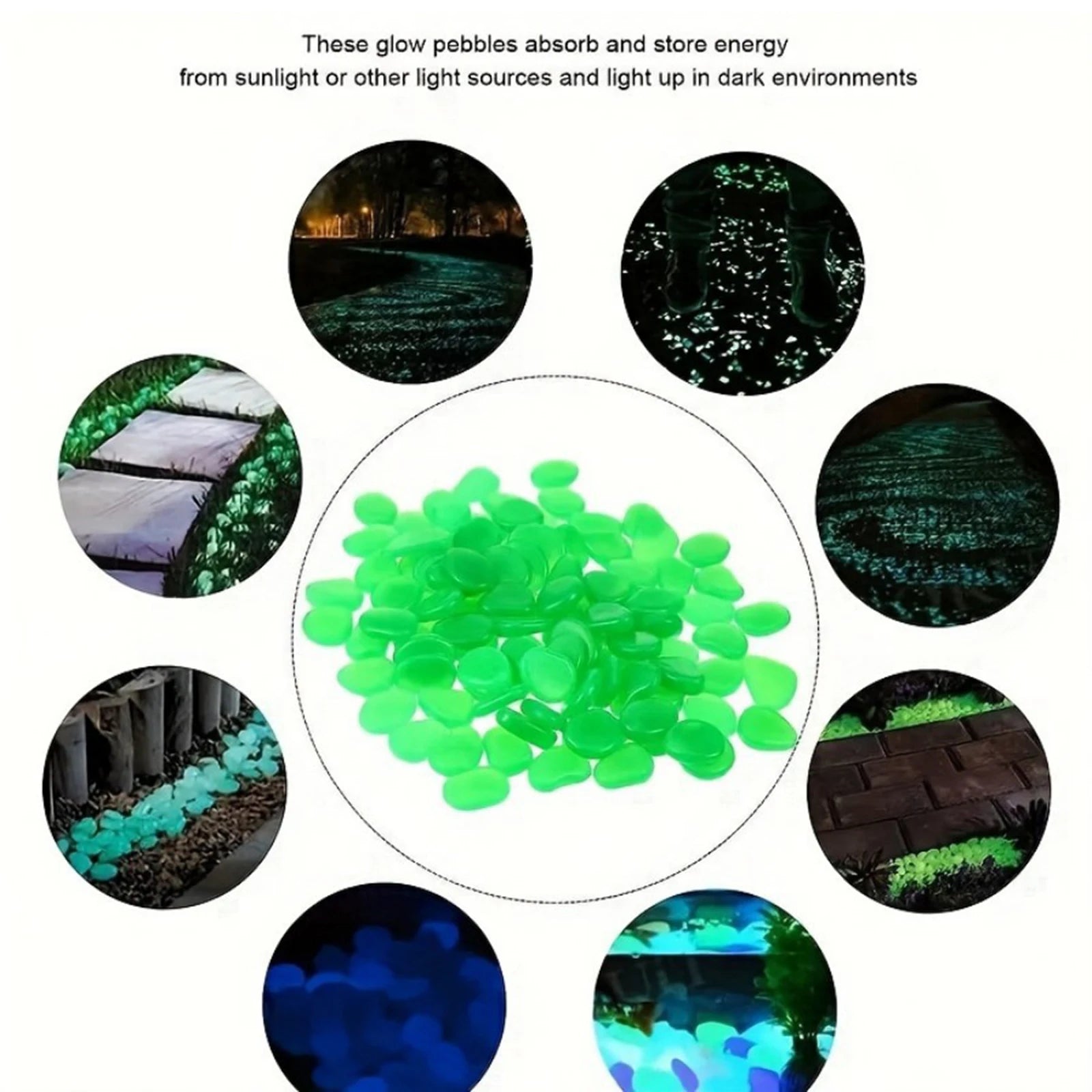 200 400 600 Glow Dark Rocks Pebbles Night Guide Fish Tank Aquarium
