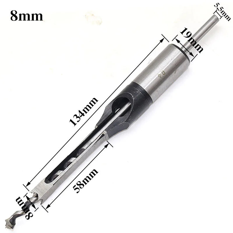 Woodworking Square Drill Bits HSS Twist Hole Auger Mortising Chisel Zpaxo 8mm