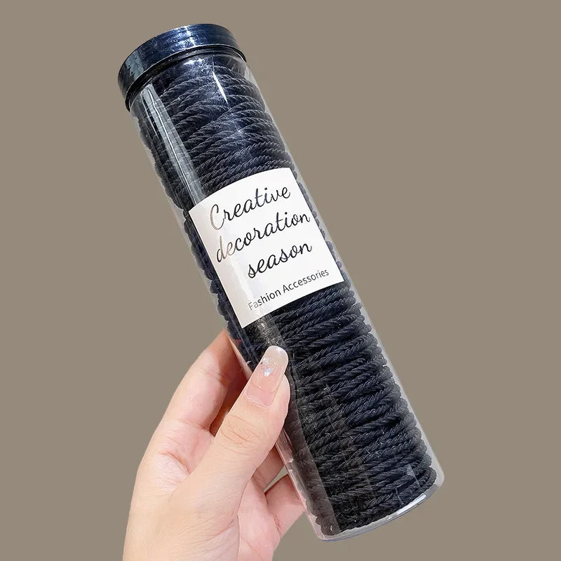 100pcs/lot Hair Bands Solid Color Elastic Rubber Band Hair Band Tie Headband Hair Accessories for Ponytail Hairbands Zpaxo black 100Pcs Box