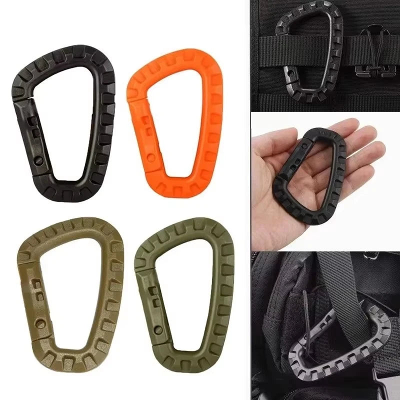 Tactical Carabiner Clip Set – D-Shape Spring Hook Keychain 5/10/15Pcs