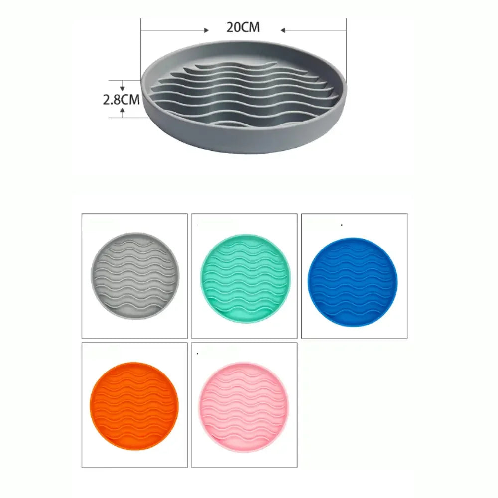 Silicone Pet Cat Dog Slow Food Bowl Fat Help Healthy Round
