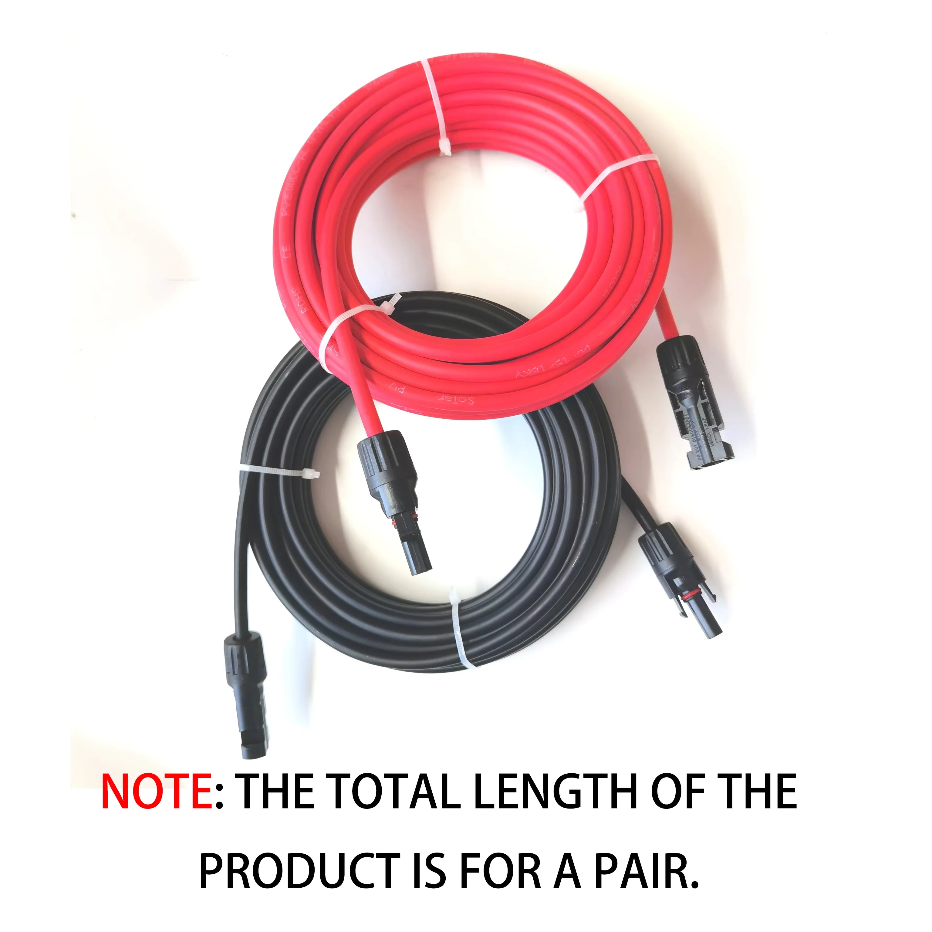 1 Pair Red and Black Double Ends Solar Extension Cable with Connector 2-10 Meters 4mm2/6mm2 Solar Panel Cable Photovoltaic Wire Zpaxo