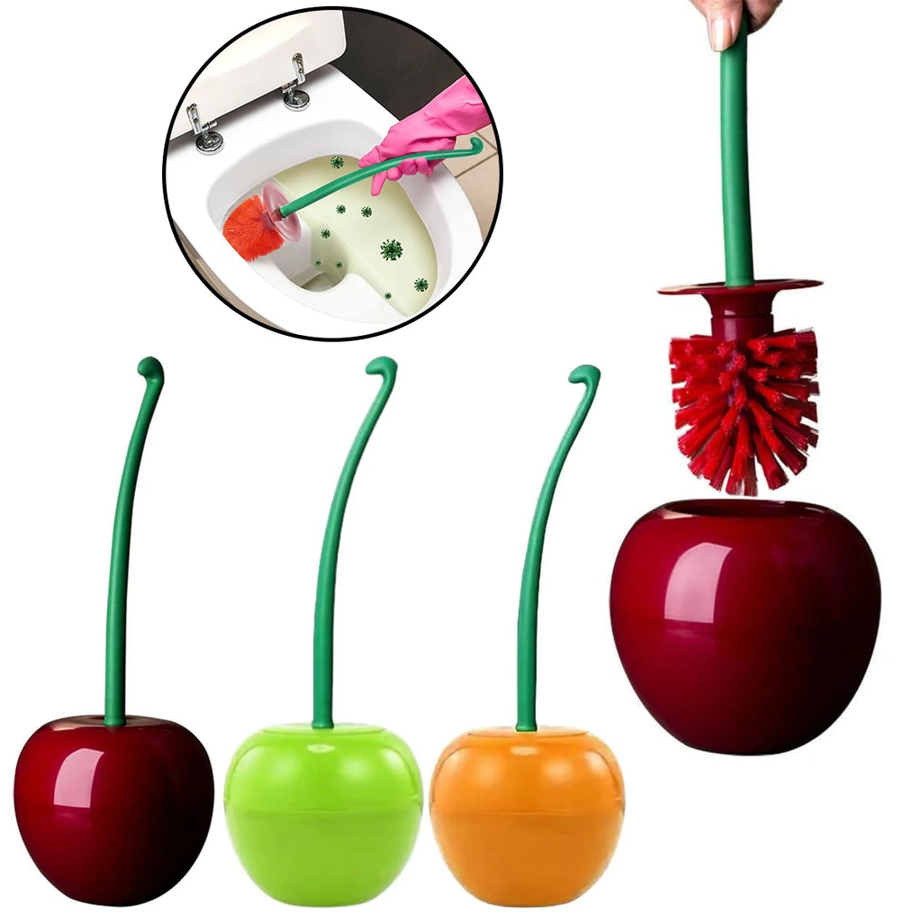 Cherry-Shaped Toilet Brush Set with Holder – 3 Colors