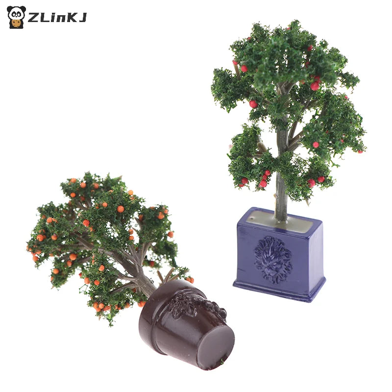 ▶1Pc 1:12 Dollhouse Miniature Potted Fruit Trees Simulation Potted Plants Doll Decor Zpaxo