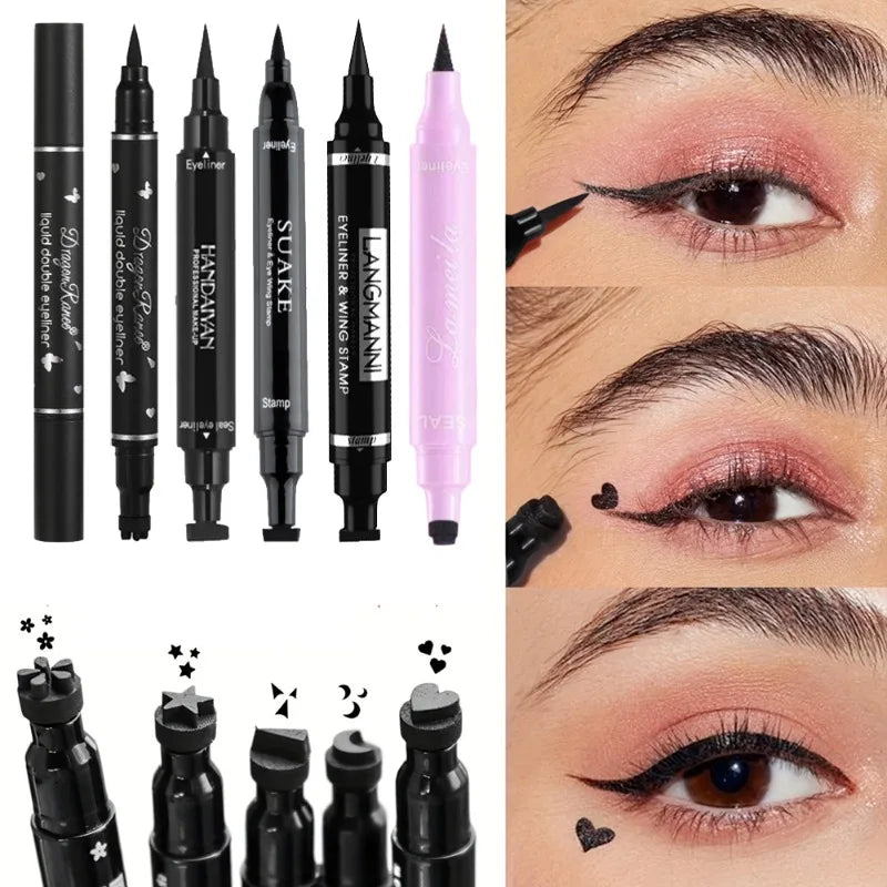 1 Black Eyeliner Stamp Waterproof Sweat-proof Dual-ended Liquid Quick