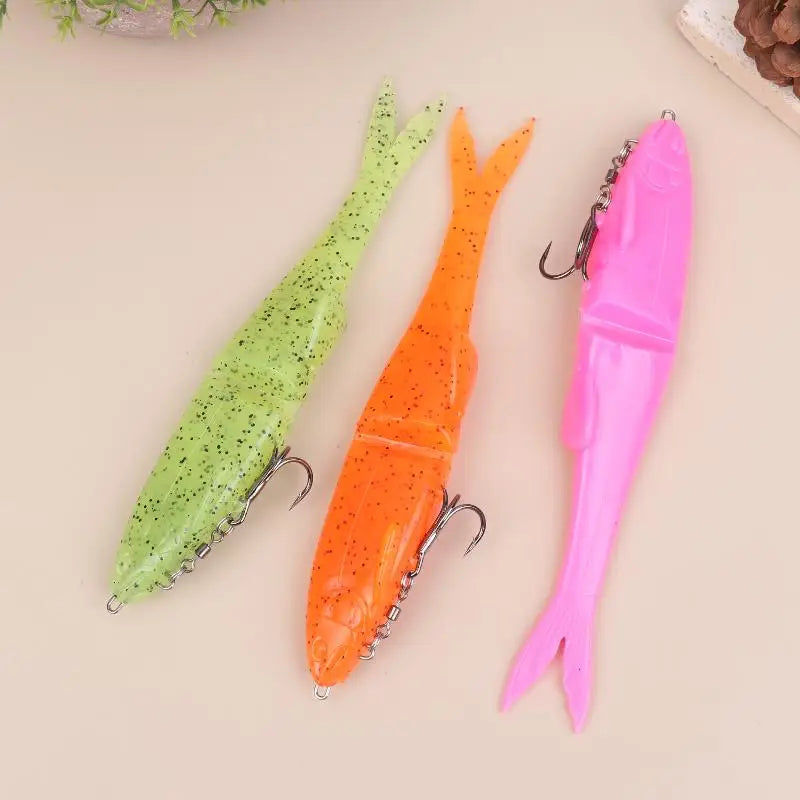 12 Soft Bass Fishing Wobblers Double-section T-tail Lure Maritime Boat Zpaxo