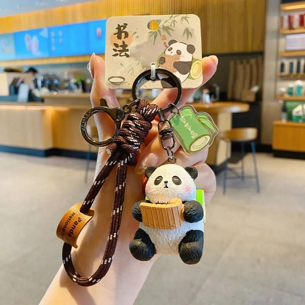 Lovely Cartoon Panda Keychain Chinese Style Bag Hanging Panda Dolls Pendant Ornaments Kawaii Car Key Ring Gifts Zpaxo