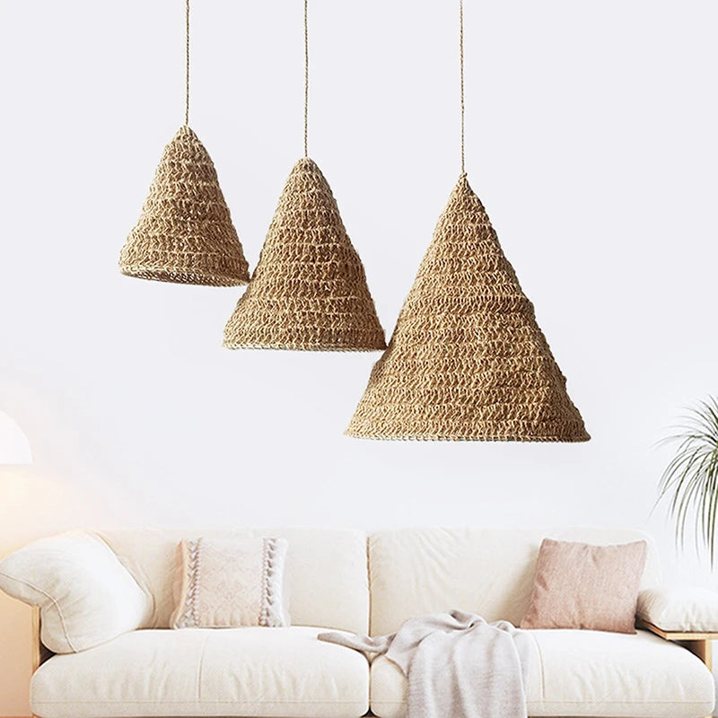 Handmade Weave Jute Rope Lampshade Bohemian Hanging Lamp Shade Home Zpaxo