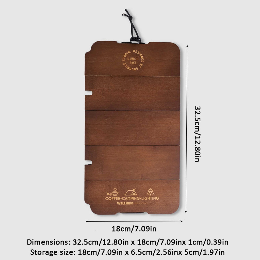 Table Board Compatible Lunch Box Wooden Foldable Outdoor Camping