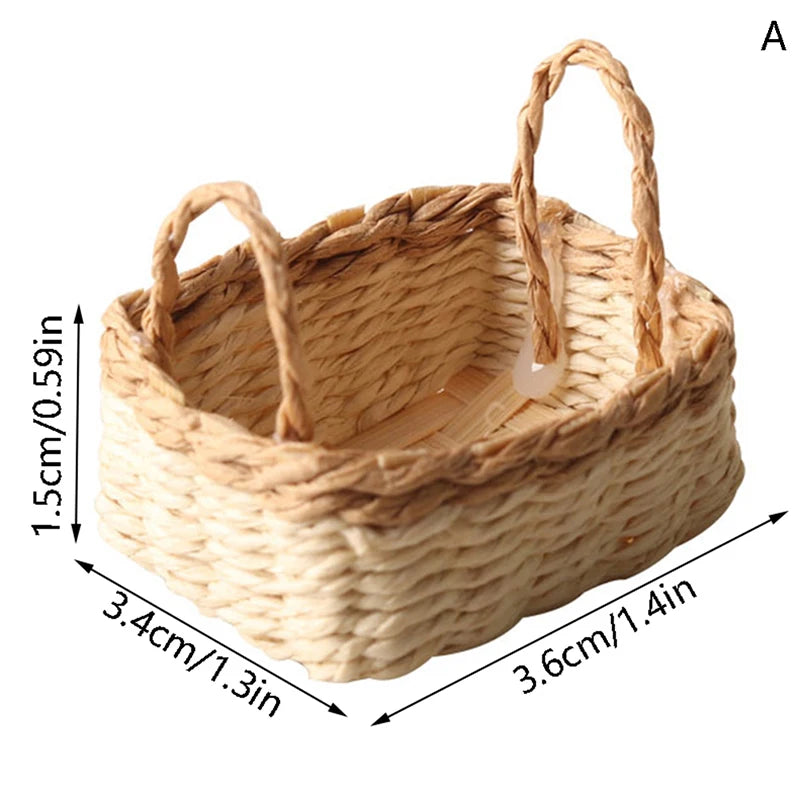 ▶1:12 Dollhouse Miniature Storage Basket Vegetable Food Woven Frame Kitchen Model Decor Toy Doll House Accessories Zpaxo A