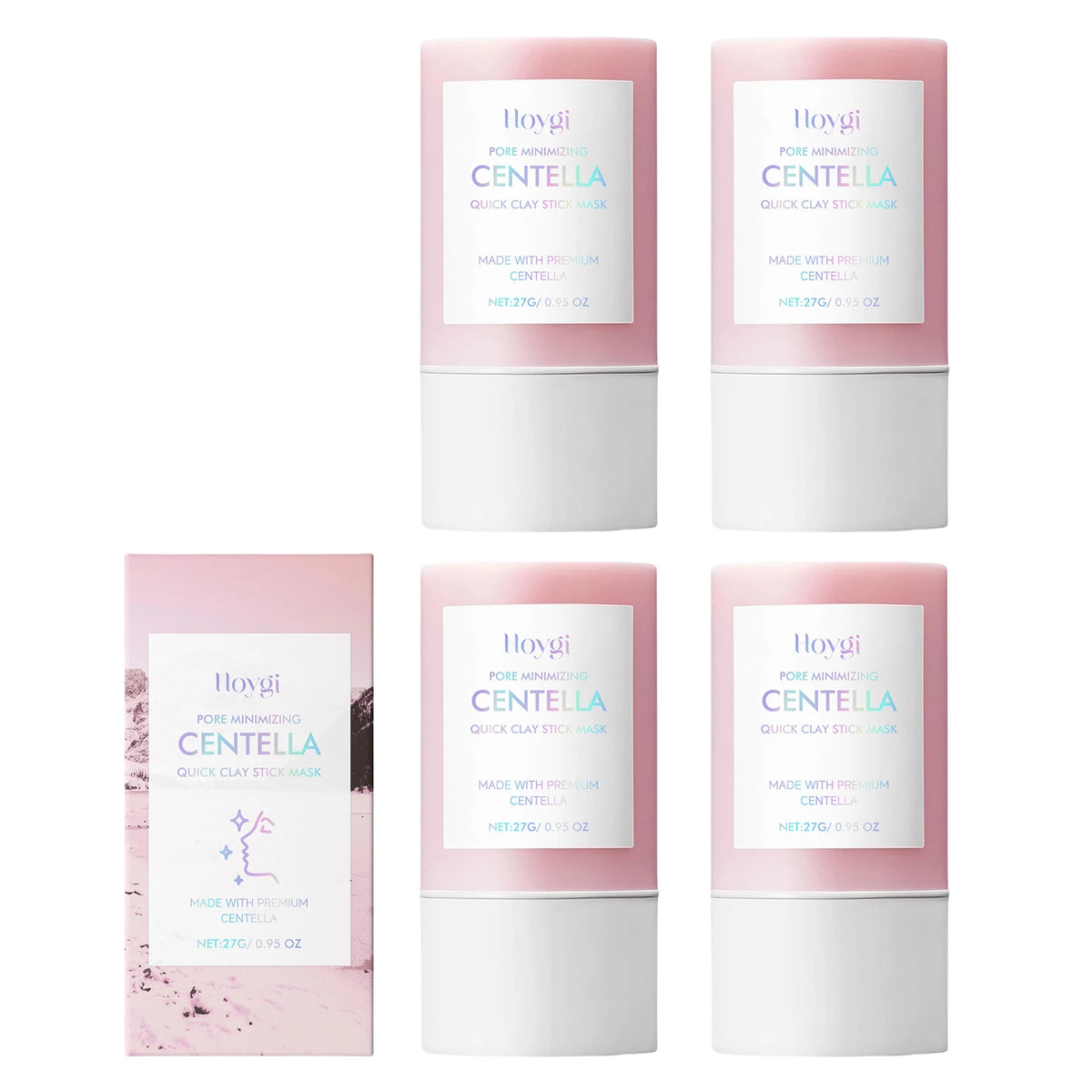 Hoygi Centella Asiatica Clay Mask Stick Soothing Calming Detoxifying Hydrating Anti-irritation Easy Application All Skin Types Zpaxo 4PCS
