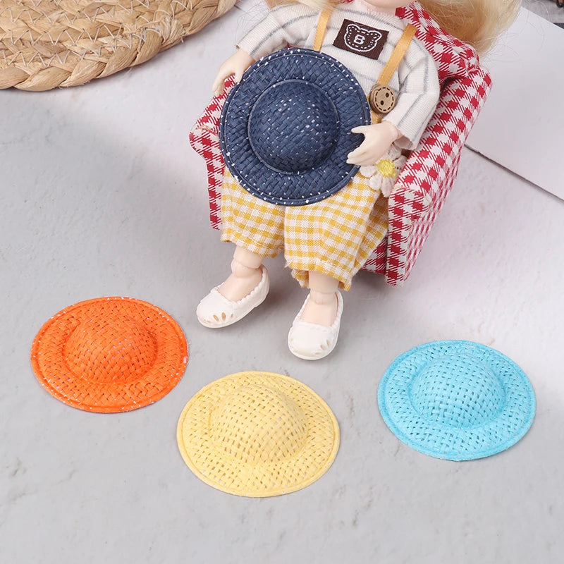 Miniature Doll Straw Hats Dollhouse Decor Children Pretend Play Toys Zpaxo