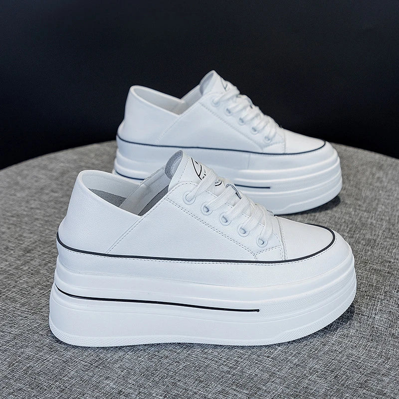 Women Comfortable Platform White Black Sneakers Two-way Wearable Zpaxo 2263 Beige 33 China Mainland