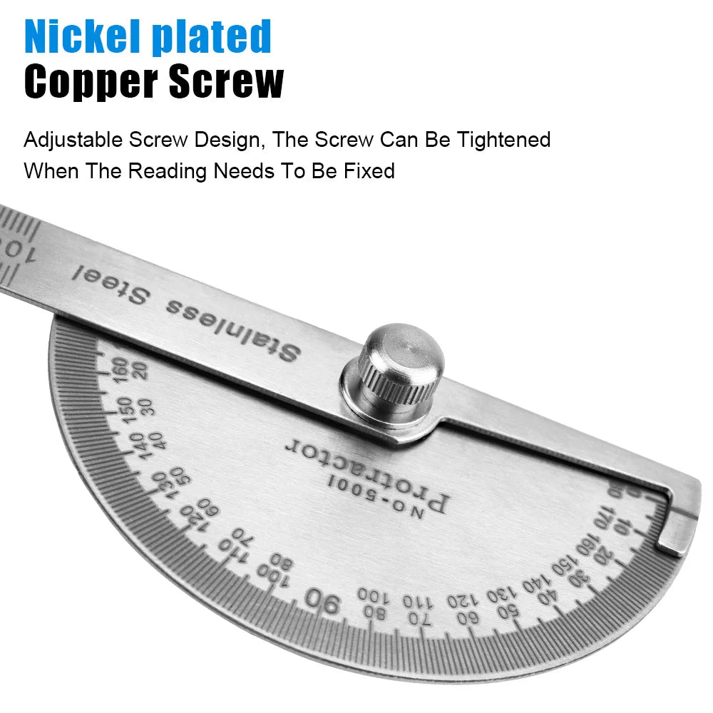 Metal Angle Finder 180 Degree Protractor Stainless Steel Woodworking