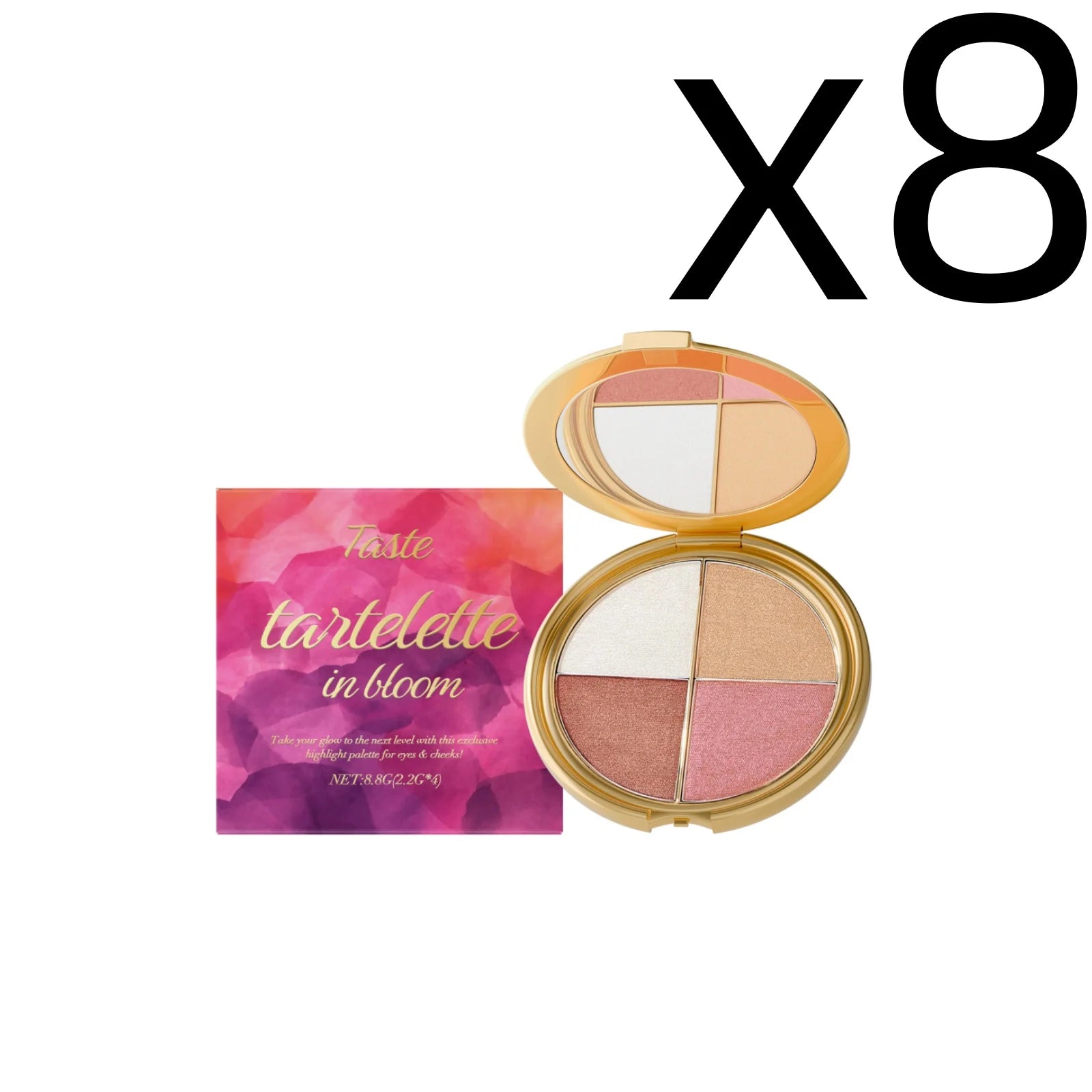 4-Color Highlight Powder Blush & Eye Shadow Palette | Natural Glow Eye Shadow Palette Zpaxo 8.8g Boxed X 8PCS