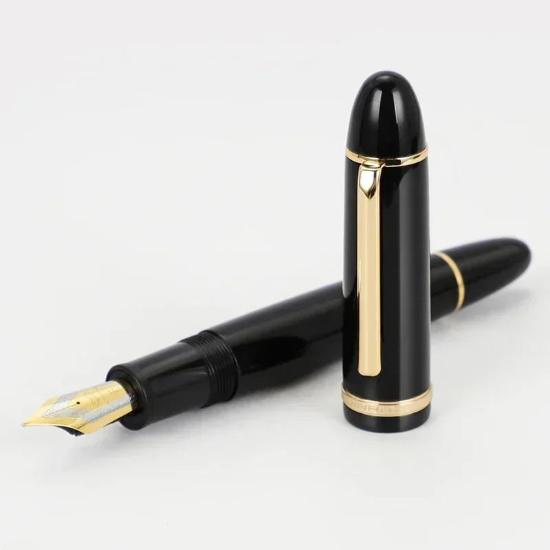 1 PCS Jinhao X159 Classic Design Acrylic Big Size Golden / Silver Clip Writing Calligraphy Fountain Pen With Converter Zpaxo X159 Gold-Black EF