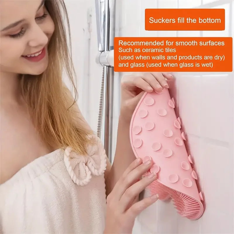 Non-Slip Shower Foot Washing Mat - Clean Bath Exfoliating Mat for Home Spa and Bathroom Plaid Zpaxo