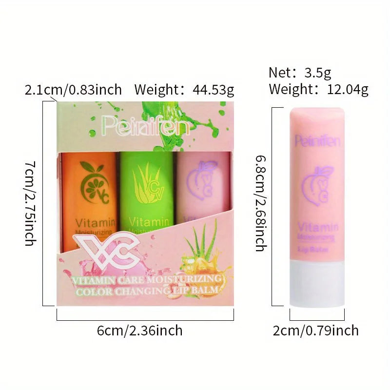 3-pack Set, Moisturizing Lip Balm, Moisturizing and Hydrating, Anti-drying, Cracking, Peeling, Fading Lip Lines, Fruit Lip Balm Zpaxo