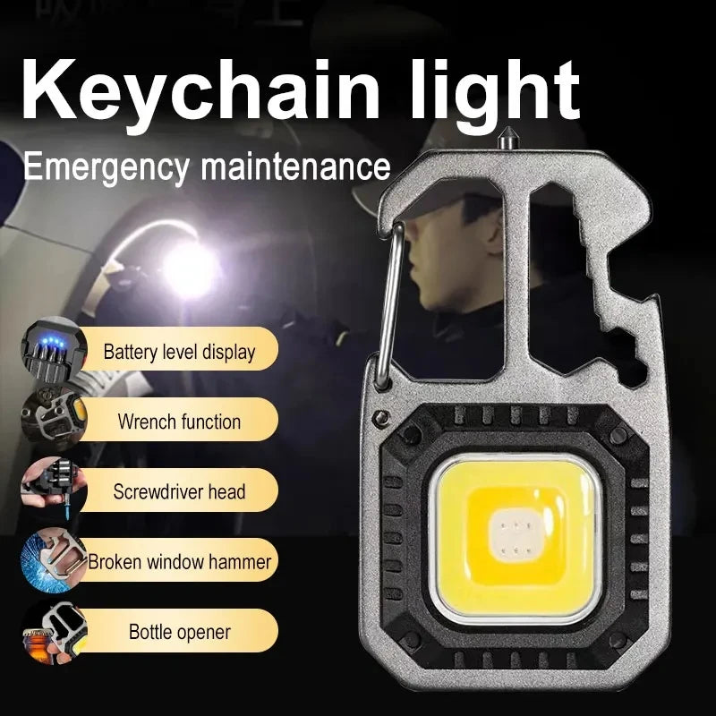 ESMARTER COB Keychain Light – 8-Mode Rechargeable LED Torch Keychain Work Light Zpaxo W5138 black