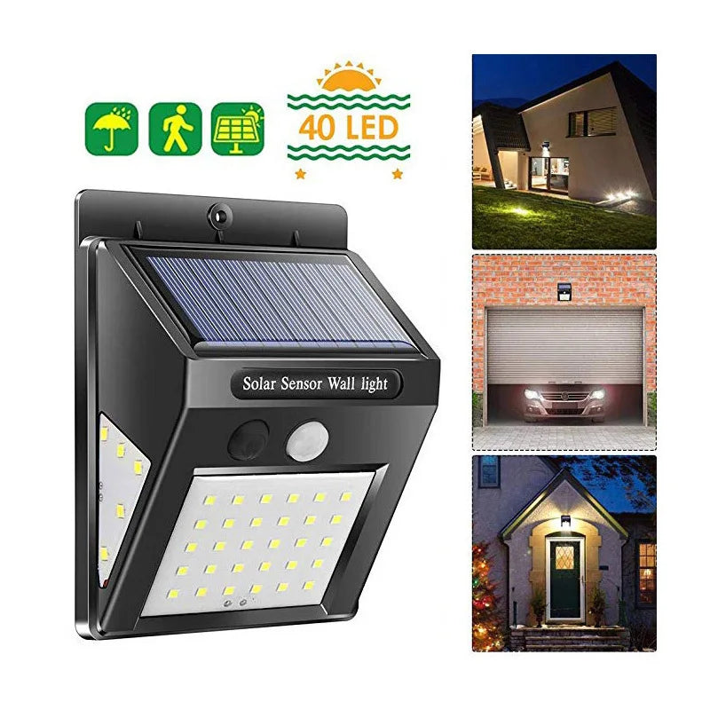 Solar Panel Outdoorlights Motion Sensor 1200mA Outdoor Waterproof Zpaxo 40Led 1PC Wall light