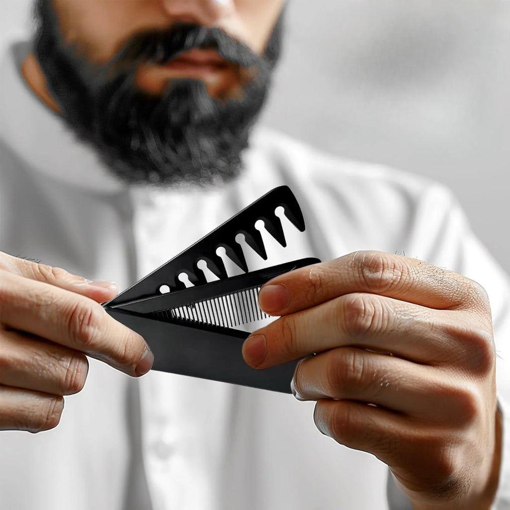 Men's 2-in-1 Folding Pocket Comb – Fine & Wide Tooth Travel