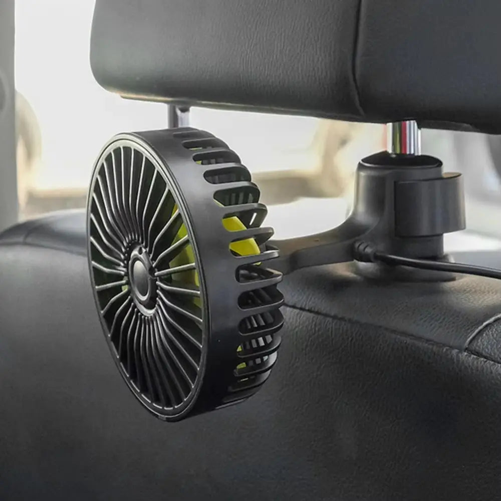 3-speed Adjustable Car Back Seat Fan USB 5 Blades Auto Headrest Zpaxo