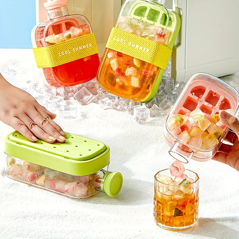 12-Grid 500/800ml Silicone Food-Grade Ice Cube Tray Large Capacity Water Bottle Combo with Lid Flexible Transparent Plastic Mold Zpaxo